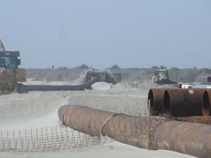 Crews are working beyond 59th Street to create a buffer zone to protect the southernmost houses in Ocean City.
