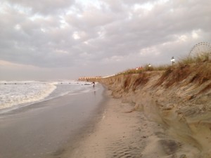 A week of northeast swell eats into the dunes at Fifth Street in Ocean City by Monday, Sept. 28.