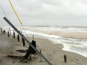 Geotubes held back the ocean at Waverly Beach during and in the immediate aftermath of Superstorm Sandy in Ocean City.