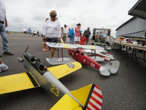 Radio-controlled model planes gave flight demonstrations and competed in a people's choice contest during the 2014 Ocean City Air Festival .