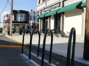 New bike corral at Starbucks at 11th Street and Asbury Avenue in Ocean City, NJ.
