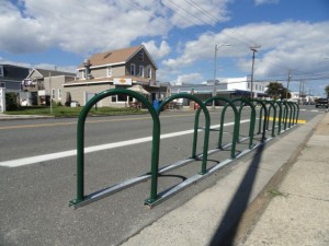 A new bike corral at 12th and Asbury provides easy access to Sunrise Cafe, Jake's Water Ice, the Fractured Prune and Bennie's Bread and Italian Market.