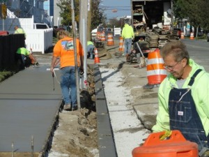 Concrete work on the 600 block of Bay Avenue in Ocean City, NJ, where final paving work is expected to be complete in November.
