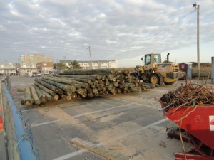 With demolition work complete, work crews will start to rebuild the substructure of the Ocean City Boardwalk between Sixth and Seventh streets by driving new pilings.