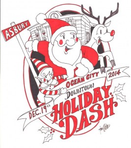 The T-shirt logo for the new Downtown Holiday Dash in Ocean City, NJ on Dec. 19.