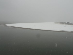 Snow turns the north end of Ocean City into an arc of white on Tuesday morning (Jan. 6).