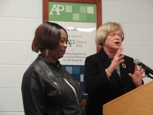 Felicia Nixon (left) and Superintendent Kathleen Taylor