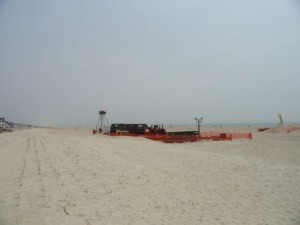 Equipment on the beach at 55th Street.