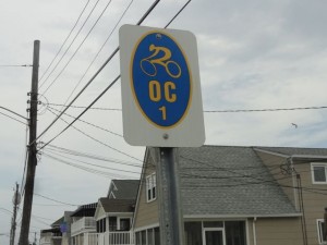 Signs mark a safe bicycle corridor running the length of Ocean City.