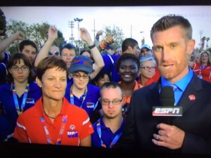 Lisa Rumer interviewed by ESPN about coaching the first USA triathlon team at the Special Olympics World Games.