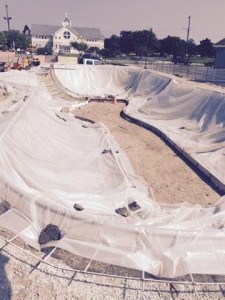 The bowl of a skateboard park under construction near the Ocean City Fire Department is taking shape  and on target to be complete sometime in August.