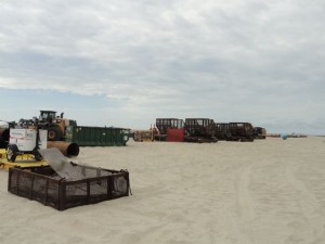 With equipment consolidated into a small area, all beaches in Ocean City remain open during a dredge repair.