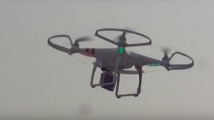 A fully rigged drone equipped with a GoPro camera flies over Ocean City in a 2014 demonstration.