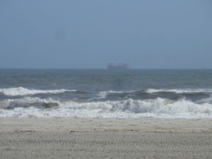 The Liberty Island leaves Ocean City on Tuesday, Sept. 29, after completing work on the south end beach replenishment project.