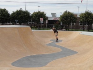 Flynn DeVlieger, 11, is the park's first-ever skater on Thursday, Sept. 14, 2015, shortly before 4 p.m.