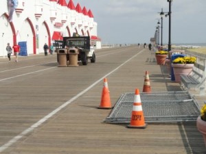 Temporary fencing will create block access to the demolition area, and the boardwalk will be split in two.