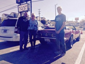 Kevin and Laura Redmond and their son Andrew were part of the filming on Tuesday and got a close look at Fieri's Corvette.