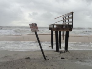 Superstorm Sandy wiped out a healthy dune at Waverly Beach and demonstrated the potential danger of heavy wooden structures on the beach.