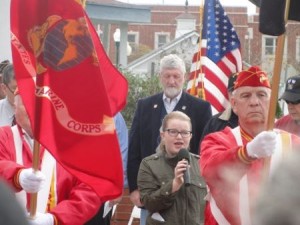 The VFW and veterans thanks sixth-grader Julia Wilson for her service in singing at the annual Veterans Day programs.