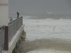 Storm surf batters the beach near the Ocean City Music Pier just after high tide on Saturday morning.