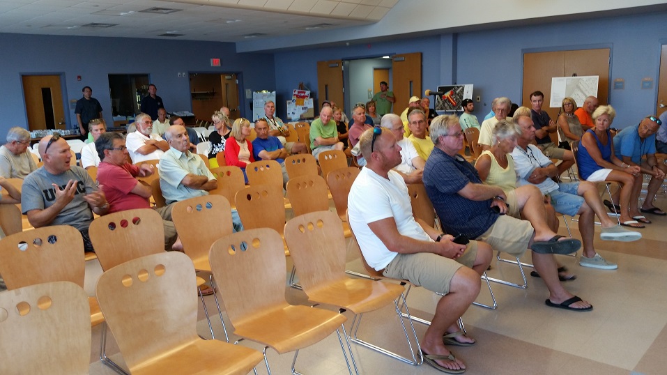 Residents attended two town meetings Saturday at the Howard S. Stainton Senior Center called by Mayor Jay Gillian to update them on the dredging plans.