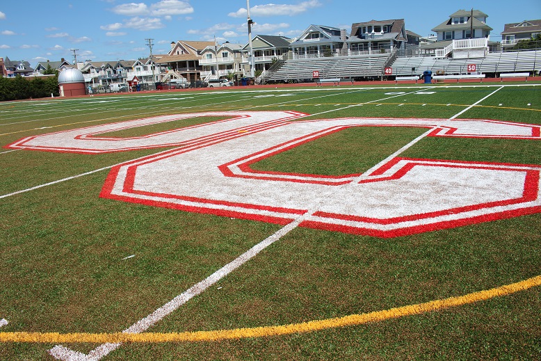 the OC logo adorns midfield of the new Field Turf surface
