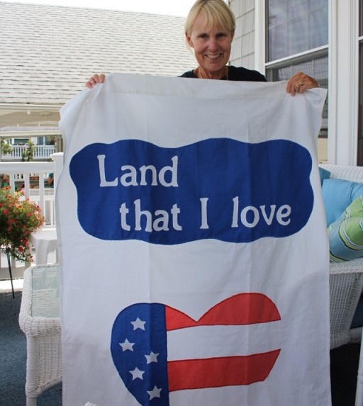 Pam Moran with her patriotic flag design.
