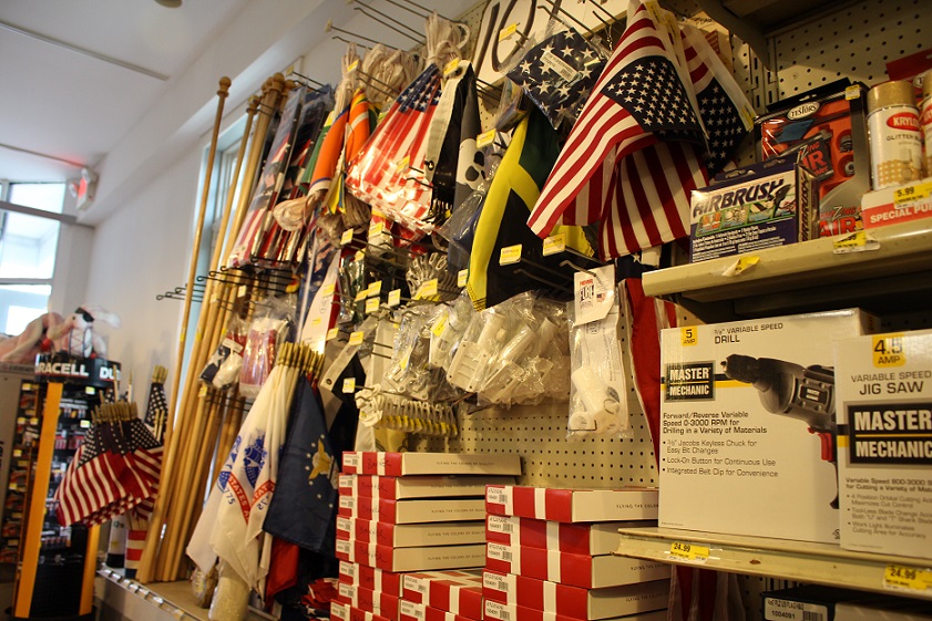 Wallace Hardware's flag department offering hardware, poles and banners. 