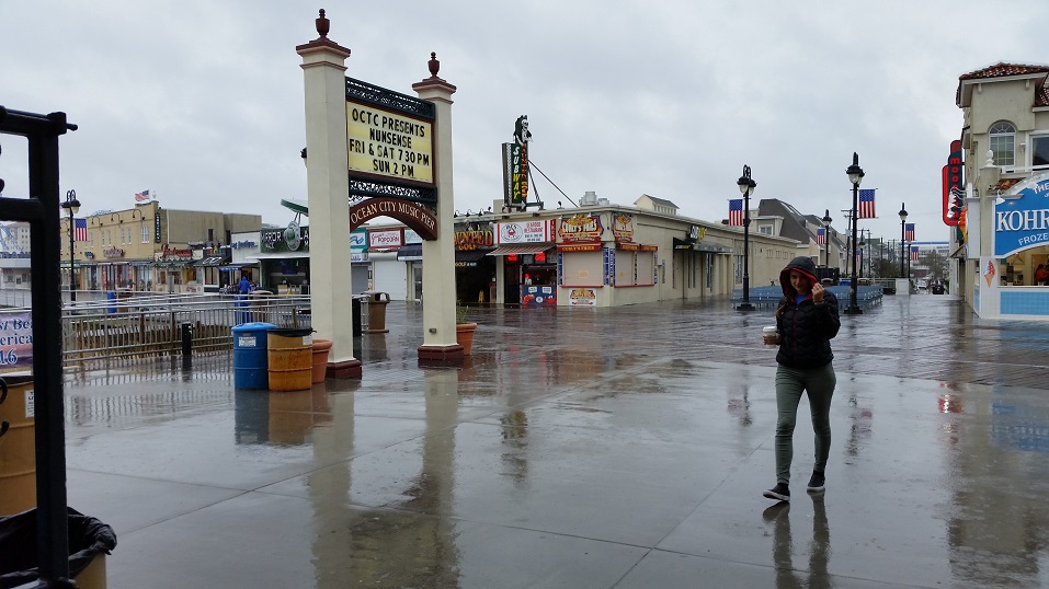 Soggy weather scared away the crowds from the Boardwalk and Music Pier.