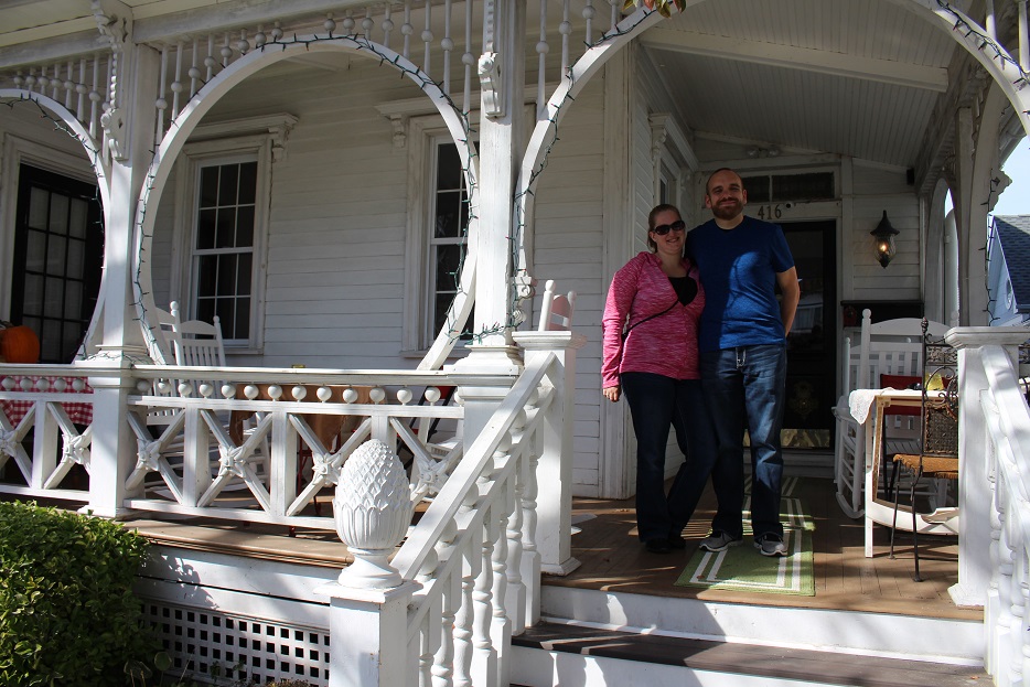 John Harahan and Haley Mead at the Ocean City Mansion bed and Breakfast in the Historic District