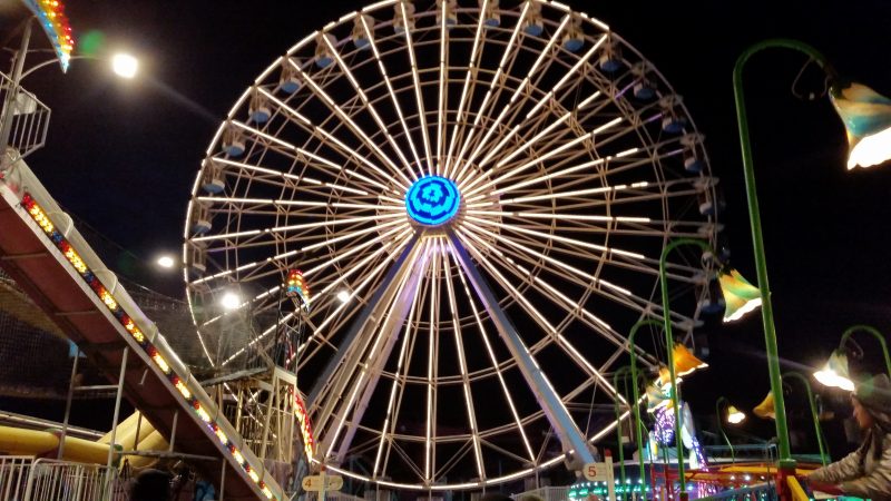The towering Ferris wheel at Gillian's Wonderland Pier lit up the night.