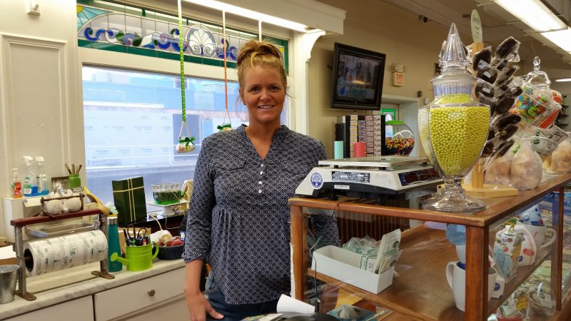 Holly Kisby, general manager at the Shriver's salt water taffy and fudge shop, has been keeping store customers updated on the construction project with Facebook postings.