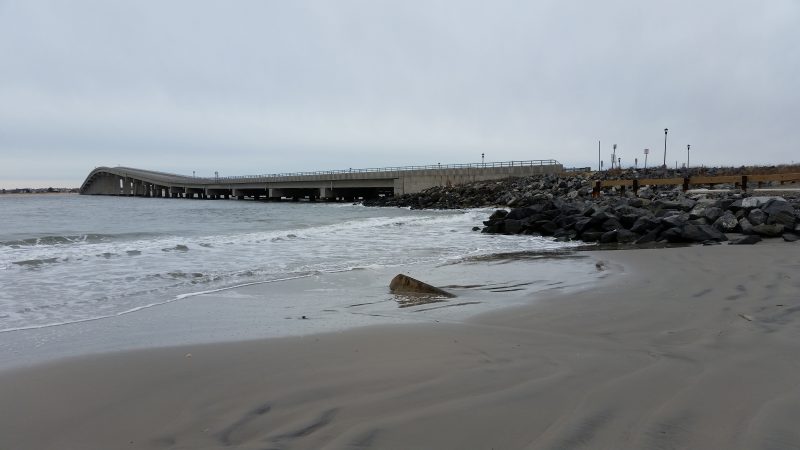 Dog Beach overlooks the Great Egg Harbor Inlet at the foot of the Ocean City-Longport Bridge.
