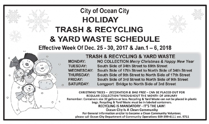 Ocean City Holiday Trash Schedule | OCNJ Daily