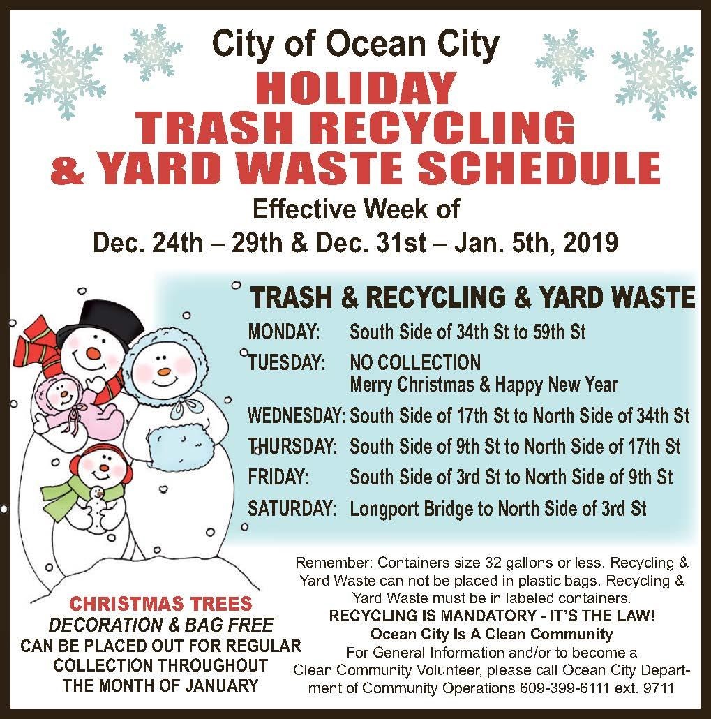 Holiday Trash and Recycling Pickup Schedule | OCNJ Daily